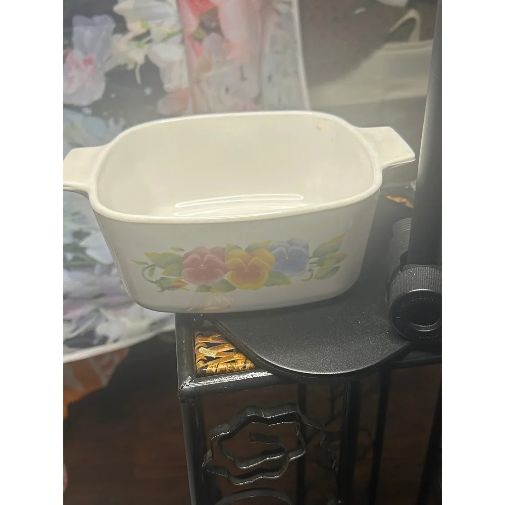 Vintage Corning Ware Summer Pansy Casserole Dish Square Baker Made in USA